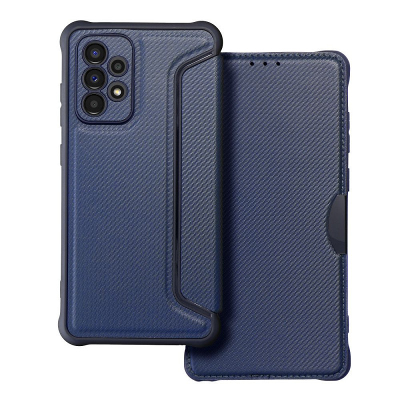 Samsung Galaxy A33 Wallet Cases Razor Book Carbon Fibre, Carbon pattern  Blue