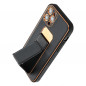 Apple iPhone 14 Plus Case LEATHER Case Kickstand Black