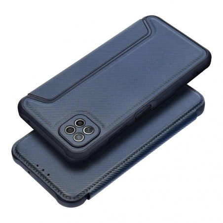 Samsung Galaxy A22 5G Wallet Cases Razor Book Carbon Fibre, Carbon pattern  Blue