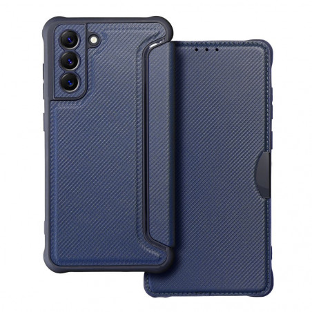 Samsung Galaxy S21 FE 5G Wallet Cases Razor Book Carbon Fibre, Carbon pattern  Blue