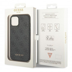 Apple iPhone 14 Plus Case Guess 4G Gold Logo Elegant  Grey