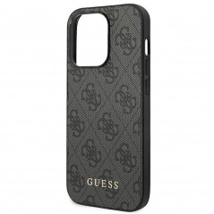 Apple iPhone 14 Pro Case Guess 4G Gold Logo Elegant  Grey