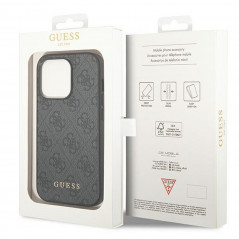 Apple iPhone 14 Pro Case Guess 4G Gold Logo Elegant  Grey