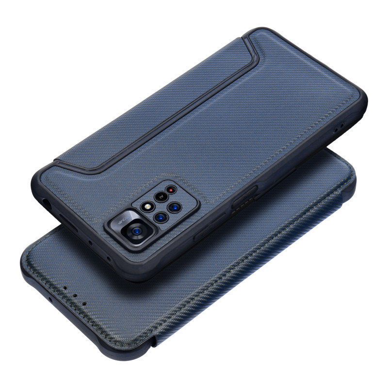 XIAOMI Redmi 10C Wallet Cases Razor Book Carbon Fibre, Carbon pattern  Blue