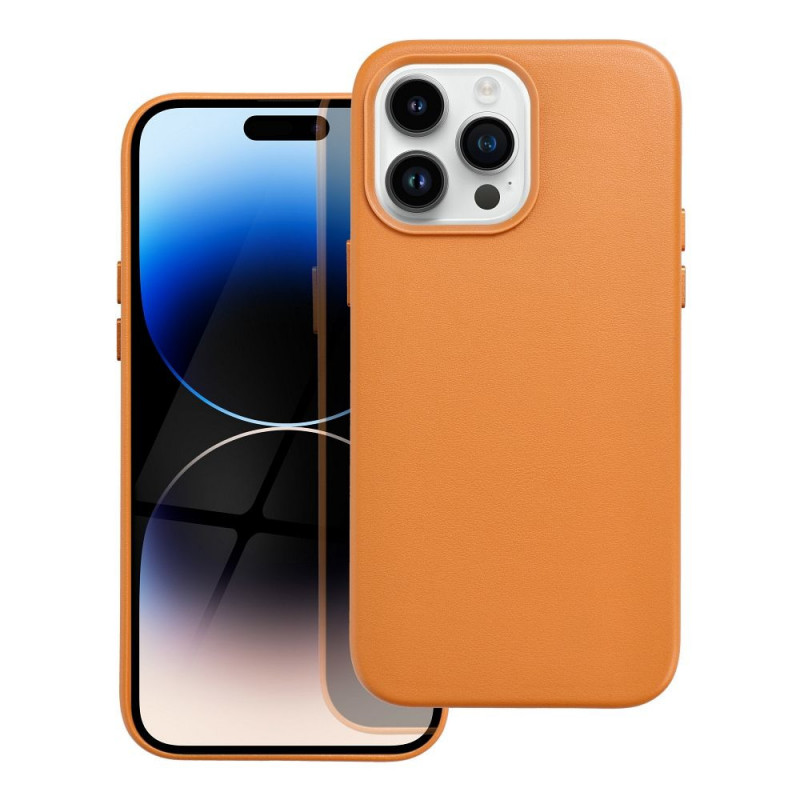 Apple iPhone 14 Pro Max Case Leather Mag Cover Elegant  MagSAFE  Orange