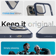 Apple iPhone 14 Pro Case Spigen Ultra Hybrid Crystal clear  Navy blue