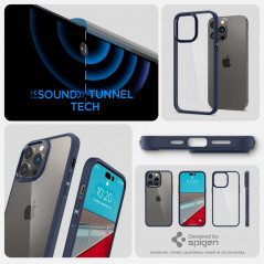Apple iPhone 14 Pro Case Spigen Ultra Hybrid Crystal clear  Navy blue