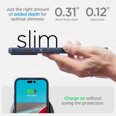 Apple iPhone 14 Pro Case Spigen Ultra Hybrid Crystal clear  Navy blue