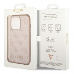 Apple iPhone 14 Pro Max Case Guess 4G Gold Logo Elegant  Pink