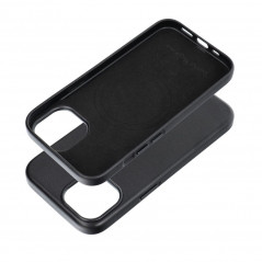 Apple iPhone 15 Case Leather Mag Cover Elegant  MagSAFE  Black