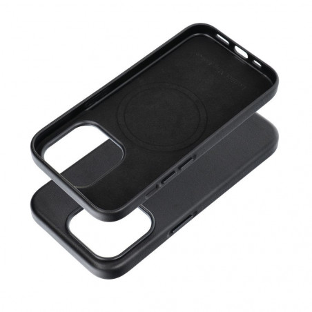 Apple iPhone 15 Pro Case Leather Mag Cover Elegant  MagSAFE  Black