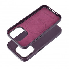 Apple iPhone 15 Pro Case Leather Mag Cover Elegant  MagSAFE  Dark violet