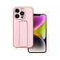 Apple iPhone 14 Pro Case LEATHER Case Kickstand Pink