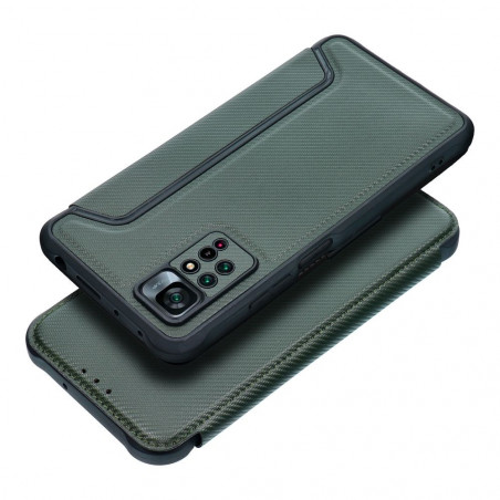 XIAOMI Redmi Note 11 Pro Wallet Cases Razor Book Carbon Fibre, Carbon pattern Dark green