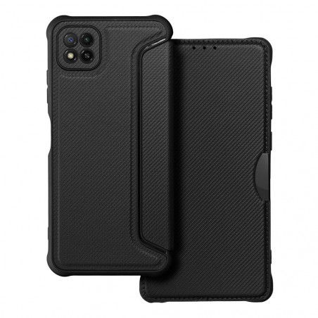 Samsung Galaxy A22 5G Wallet Cases Razor Book Carbon Fibre, Carbon pattern  Black