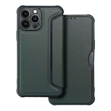 Apple iPhone 13 Pro Max Wallet Cases Razor Book Carbon Fibre, Carbon pattern  Dark green