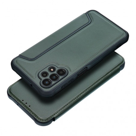 Samsung Galaxy A13 LTE Wallet Cases Razor Book Carbon Fibre, Carbon pattern Dark green