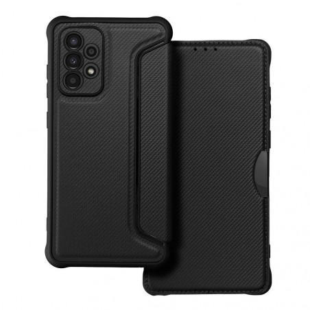 Samsung Galaxy A52 5G Wallet Cases Razor Book Carbon Fibre, Carbon pattern  Black
