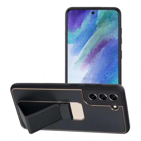 Samsung Galaxy S21 FE 5G Case LEATHER Case Kickstand Black