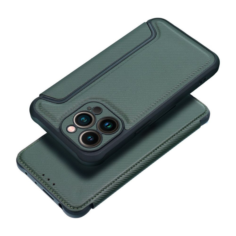 Apple iPhone SE 2022 5G Wallet Cases Razor Book Carbon Fibre, Carbon pattern  Dark green