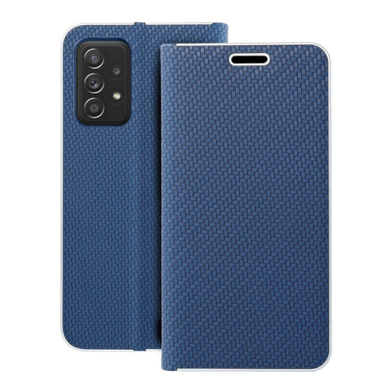 Samsung Galaxy A52s 5G Wallet Cases LUNA Book Carbon Carbon Fibre, Elegant  Blue