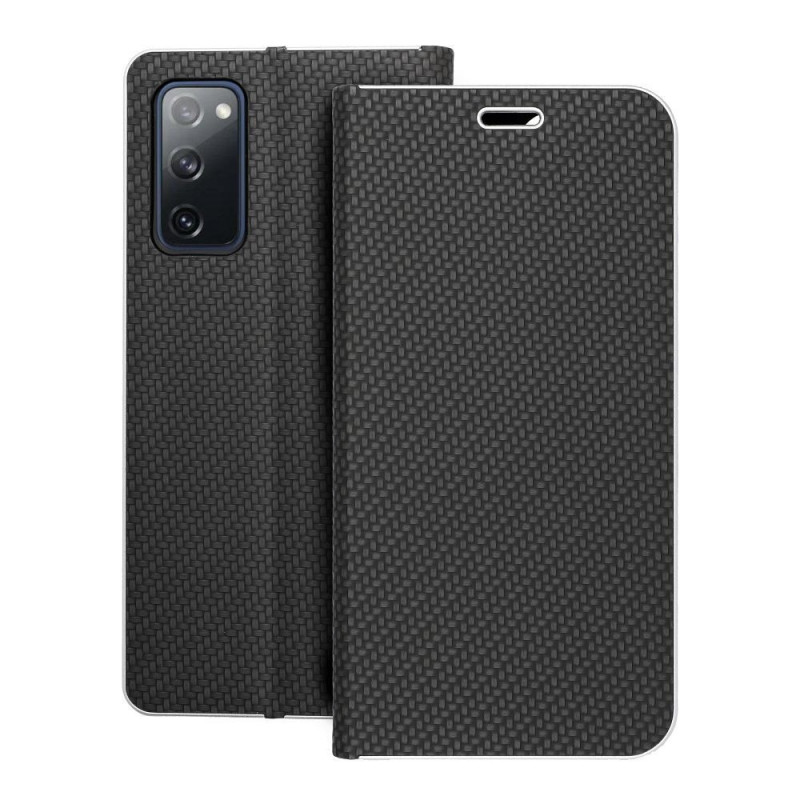 Samsung Galaxy S20 FE 5G Wallet Cases LUNA Book Carbon Carbon Fibre, Elegant  Black