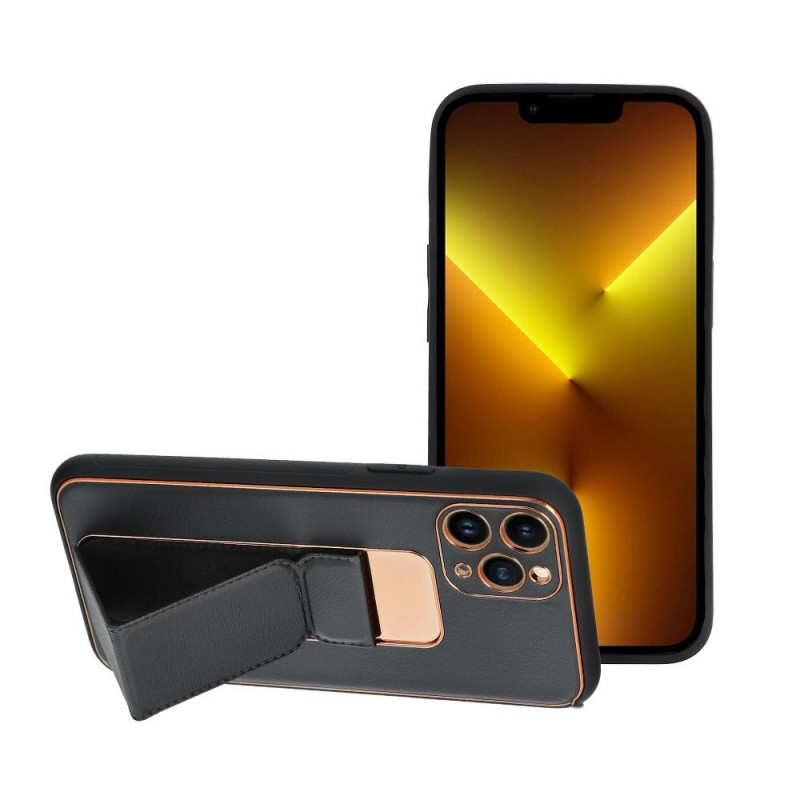 Apple iPhone 13 Pro Case LEATHER Case Kickstand Black