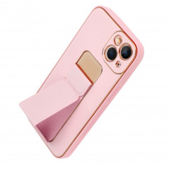 Apple iPhone 13 Case LEATHER Case Kickstand Pink