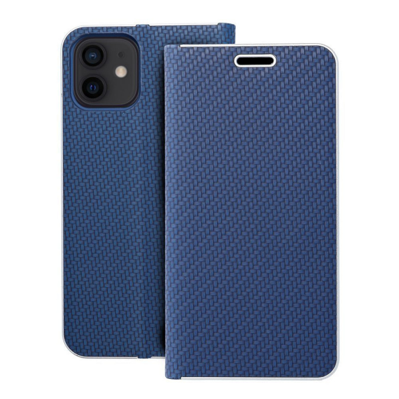 Apple iPhone 12 Wallet Cases LUNA Book Carbon Carbon Fibre, Elegant  Blue