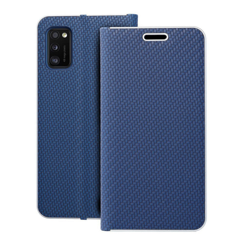 Samsung Galaxy A41 Wallet Cases LUNA Book Carbon Carbon Fibre, Elegant  Blue
