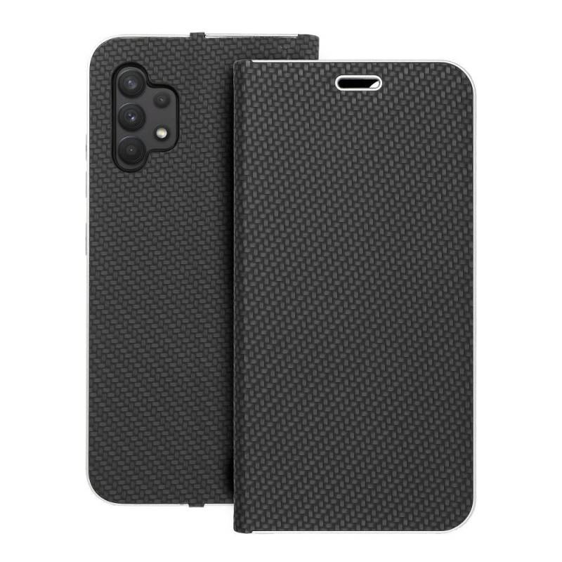 Samsung Galaxy A32 LTE Wallet Cases LUNA Book Carbon Carbon Fibre, Elegant  Black