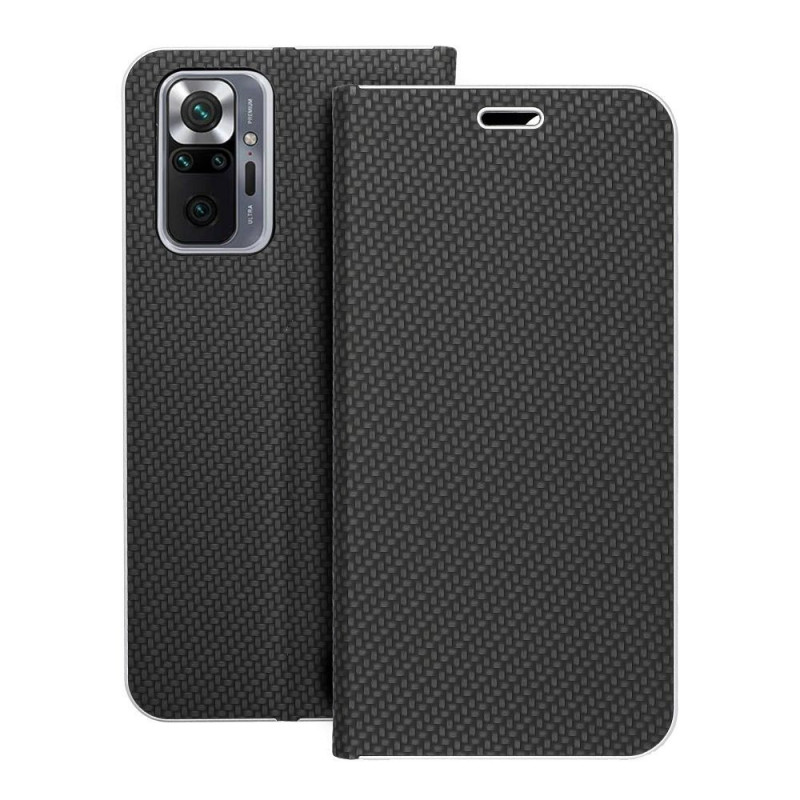 XIAOMI Redmi Note 10 Pro Max Wallet Cases LUNA Book Carbon Carbon Fibre, Elegant  Black