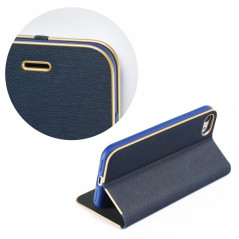 Apple iPhone SE 2022 5G Wallet Cases LUNA Book Gold Elegant  Navy blue