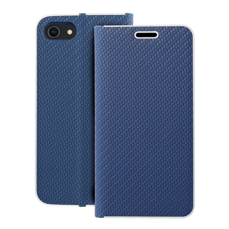 Apple iPhone SE 2020 Wallet Cases LUNA Book Carbon Carbon Fibre, Elegant  Blue