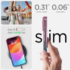Apple iPhone 15 Case Spigen Liquid Crystal Crystal clear  Gradation pink