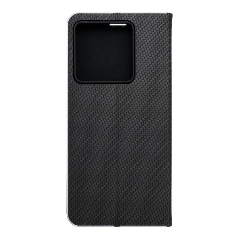 XIAOMI 13T Pro Wallet Cases LUNA Book Carbon Carbon Fibre, Elegant  Black