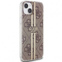Apple iPhone 15 Plus Case Guess 4G Gold Stripe Elegant  Brown