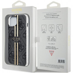 Apple iPhone 15 Plus Case Guess 4G Gold Stripe Elegant  Black