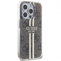 Apple iPhone 15 Pro Max Case Guess 4G Gold Stripe Elegant  Brown
