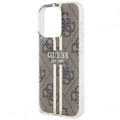 Apple iPhone 15 Pro Max Case Guess 4G Gold Stripe Elegant  Brown