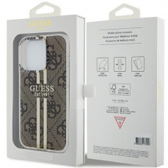 Apple iPhone 15 Pro Max Case Guess 4G Gold Stripe Elegant  Brown