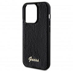 Apple iPhone 14 Pro Case Guess Sequin Script Metal Elegant  Black