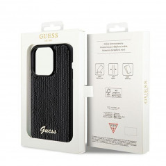 Apple iPhone 14 Pro Case Guess Sequin Script Metal Elegant  Black