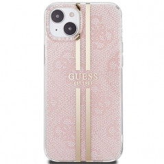 Apple iPhone 15 Case Guess 4G Gold Stripe Elegant  Pink