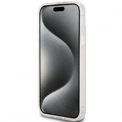 Apple iPhone 15 Case Guess 4G Gold Stripe Elegant  Pink