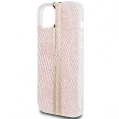 Apple iPhone 15 Case Guess 4G Gold Stripe Elegant  Pink