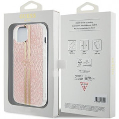 Apple iPhone 15 Case Guess 4G Gold Stripe Elegant  Pink