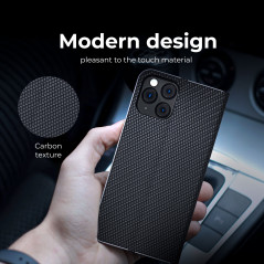 XIAOMI Redmi Note 13 Pro 4G Wallet Cases LUNA Book Carbon Carbon Fibre, Elegant  Black