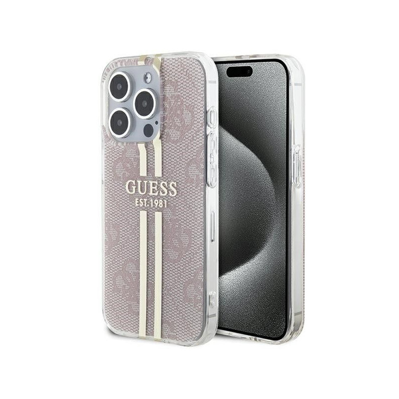 Apple iPhone 14 Pro Max Case Guess 4G Gold Stripe Elegant  Pink