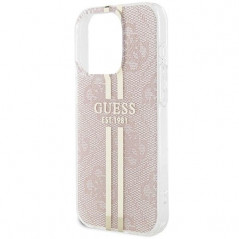 Apple iPhone 14 Pro Max Case Guess 4G Gold Stripe Elegant  Pink